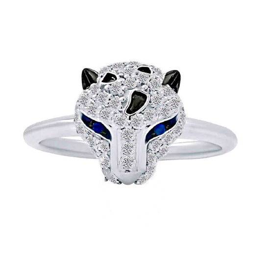 Original Maulijewels 0.40 Carat Natural Diamond Bull Head Engagement Wedding Rings For Women In 14K White Gold