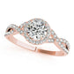 Original Maulijewels 0.50 Carat Halo Diamond Engagement Bridal Ring Set 14K Solid Rose Gold