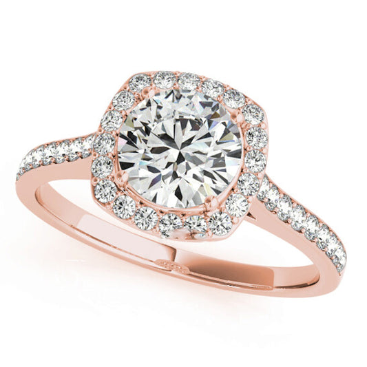 Original Maulijewels 0.50 Carat Halo Diamond Engagement Ring 14k Rose Gold