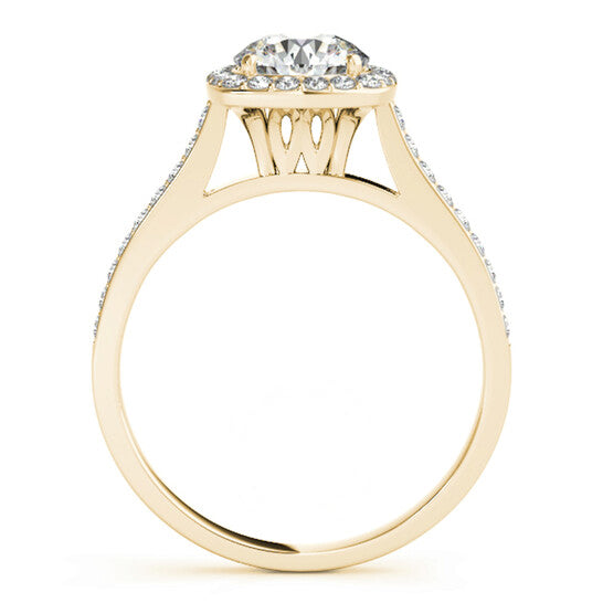 Original Maulijewels 0.50 Carat Halo Diamond Engagement Ring 14k Yellow Gold