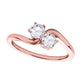 Original Maulijewels 0.50 cttw Round Natural White Diamond ( I-J/ I2-I3 ) Two Stone Engagement Ring 14K Rose Gold