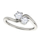 Original Maulijewels 0.50 cttw Round Natural White Diamond ( I-J/ I2-I3 ) Two Stone Engagement Ring 14K White Gold