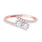 Original Maulijewels 0.75 Carat Natural Round White Diamond Two Stone Women Engagement Ring In 14K Solid Rose Gold