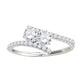 Original Maulijewels 0.75 Carat Natural Round White Diamond Two Stone Women Engagement Ring In 14K Solid White Gold