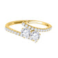 Original Maulijewels 0.75 Carat Natural Round White Diamond Two Stone Women Engagement Ring In 14K Solid Yellow Gold