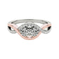 Original Maulijewels 0.75 Carat White Diamond ( I-J/ I2 I3 ) 14K Solid White & Rose Gold Two Stone Wedding Engagement Ring In