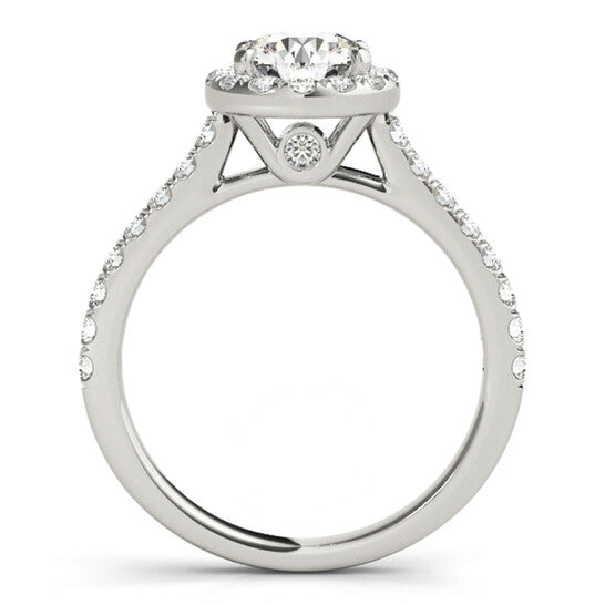 Original Maulijewels 0.75 Carat White Gold 14K Bridal Set Halo Diamond Engagement Ring