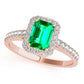 Original Maulijewels 0.85 Carat Emerald Cut Emerald And Diamond Bridal Set Ring in 10K Rose Gold