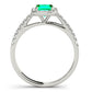 Original Maulijewels 0.85 Carat Emerald Cut Emerald And Diamond Bridal Set Ring in 10K White Gold