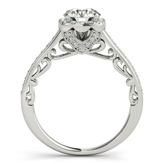 Original Maulijewels 1 Carat Halo Diamond Engagement Ring 14K White Gold