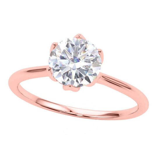 Original Maulijewels 1.00 Carat Diamond ( G-H/ VS1 ) Moissanite Solitaire Engagement Rings In 14K Solid Rose Gold