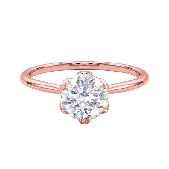 Original Maulijewels 1.00 Carat Diamond ( G-H/ VS1 ) Moissanite Solitaire Engagement Rings In 14K Solid Rose Gold