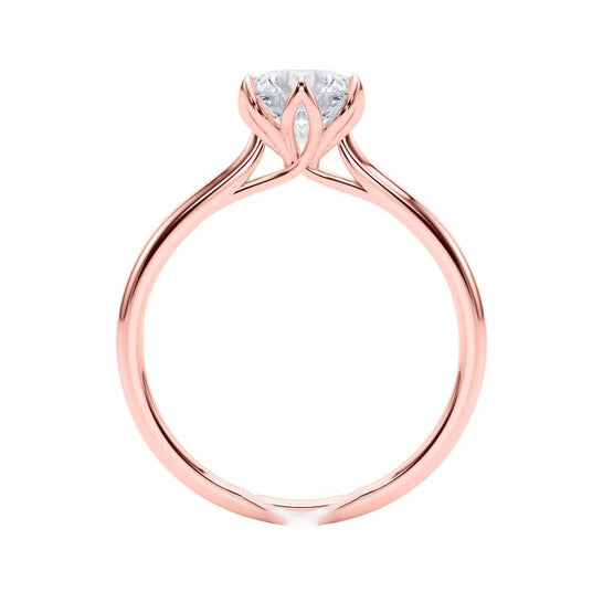 Original Maulijewels 1.00 Carat Diamond ( G-H/ VS1 ) Moissanite Solitaire Engagement Rings In 14K Solid Rose Gold