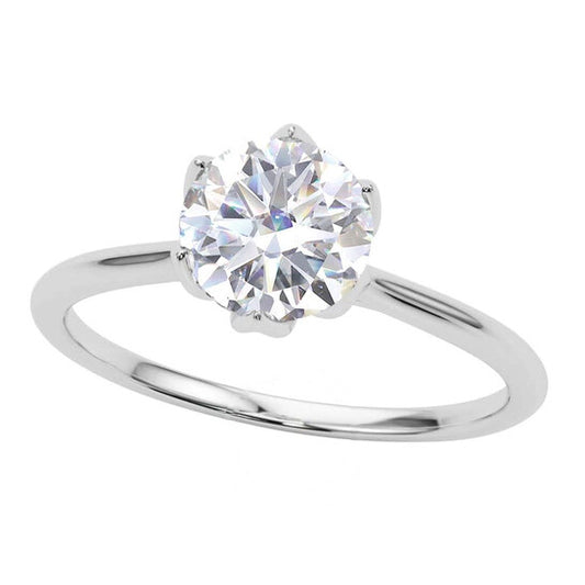 Original Maulijewels 1.00 Carat Diamond ( G-H/ VS1 ) Moissanite Solitaire Engagement Rings In 14K Solid White Gold