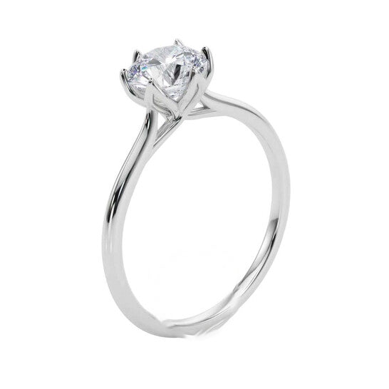 Original Maulijewels 1.00 Carat Diamond ( G-H/ VS1 ) Moissanite Solitaire Engagement Rings In 14K Solid White Gold