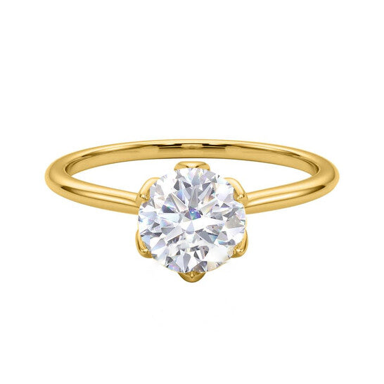 Original Maulijewels 1.00 Carat Diamond ( G-H/ VS1 ) Moissanite Solitaire Engagement Rings In 14K Solid Yellow Gold