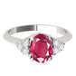 Original Maulijewels 1.00 Carat Diamond & Oval Shape Ruby Gemstone Ring In 10K White Rose Yellow Gold