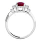 Original Maulijewels 1.00 Carat Diamond & Oval Shape Ruby Gemstone Ring In 10K White Rose Yellow Gold