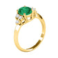 Original Maulijewels 1.00 Carat Emerald & Round White Diamond Gemstone Ring In 10K Solid White, Rose Yellow Gold