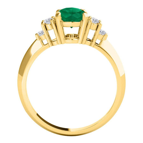 Original Maulijewels 1.00 Carat Emerald & Round White Diamond Gemstone Ring In 10K Solid White, Rose Yellow Gold