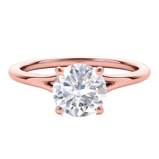 Original Maulijewels 1.00 Carat Moissanite White Diamond ( G-H/ VS1 ) Engagement Wedding Rings in 14K Rose Gold