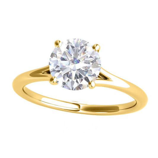 Original Maulijewels 1.00 Carat Moissanite White Diamond ( G-H/ VS1 ) Engagement Wedding Rings in 14K Yellow Gold