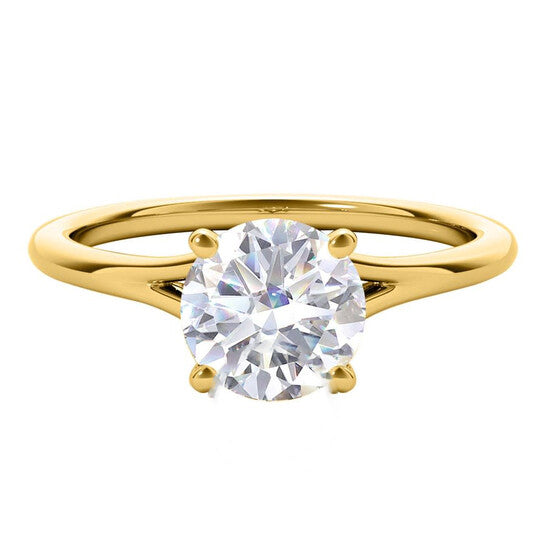 Original Maulijewels 1.00 Carat Moissanite White Diamond ( G-H/ VS1 ) Engagement Wedding Rings in 14K Yellow Gold