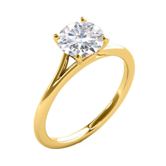 Original Maulijewels 1.00 Carat Moissanite White Diamond ( G-H/ VS1 ) Engagement Wedding Rings in 14K Yellow Gold