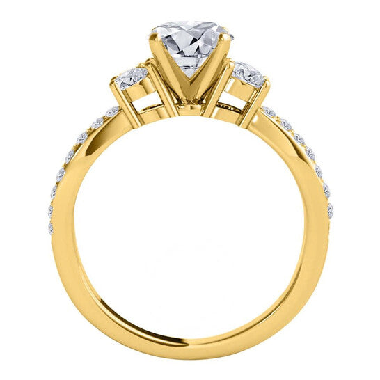 Original Maulijewels 1.00 Carat Round White Diamond Engagement Wedding Ring For Women's 14K Yellow Gold