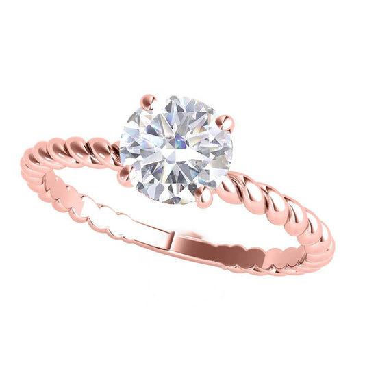 Original Maulijewels 1.00 Carat White Moissanite Diamond Engagement Ring For Women In 14K Rose Gold