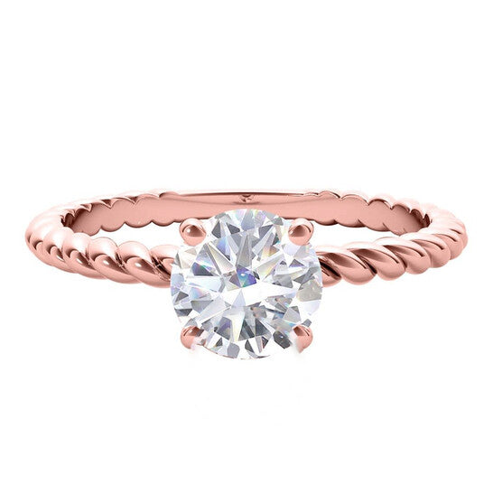 Original Maulijewels 1.00 Carat White Moissanite Diamond Engagement Ring For Women In 14K Rose Gold