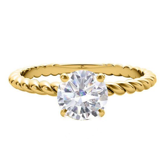 Original Maulijewels 1.00 Carat White Moissanite Diamond Engagement Ring For Women In 14K Yellow Gold