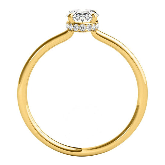 Original Maulijewels 1.05 Carat Oval Moissanite And Natural Diamond Solitaire Engagement Rings For Women In 10K Yellow Gold