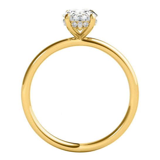 Original Maulijewels 1.05 Carat Oval Moissanite H-I/ I1-I2 Natural Diamond Engagement Rings For Women In 10K Solid Yellow Gold