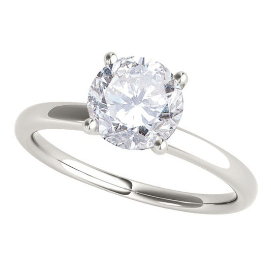 Original Maulijewels 1.05 Carat Round White Diamond Solitaire Style Engagement Ring In 14K White Gold