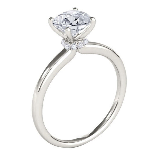 Original Maulijewels 1.05 Carat Round White Diamond Solitaire Style Engagement Ring In 14K White Gold