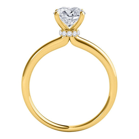 Original Maulijewels 1.05 Carat Round White Diamond Solitaire Style Engagement Ring In 14K Yellow Gold