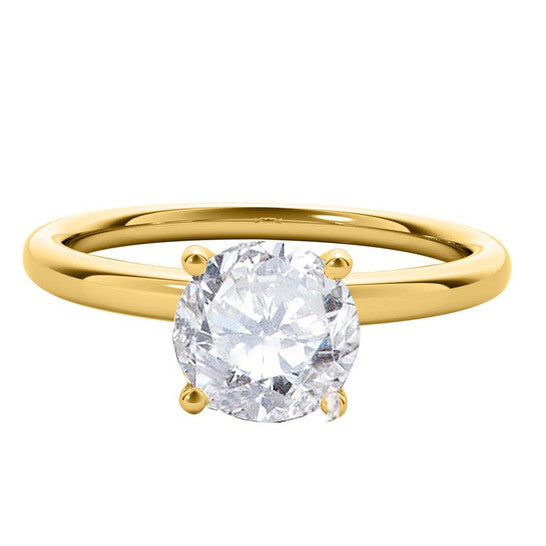 Original Maulijewels 1.05 Carat Round White Diamond Solitaire Style Engagement Ring In 14K Yellow Gold