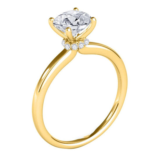 Original Maulijewels 1.05 Carat Round White Diamond Solitaire Style Engagement Ring In 14K Yellow Gold