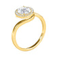 Original Maulijewels 10K Yellow Gold 1.65 Carat Oval Moissanite ( G-H/ VS1 ) Natural Diamond Halo Engagement Rings