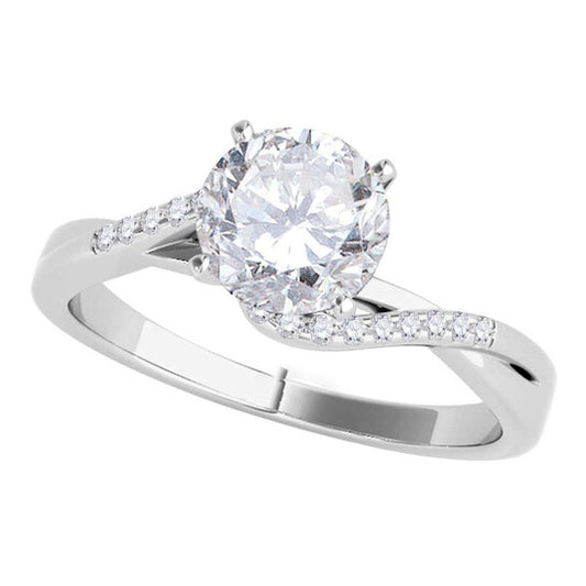 Original Maulijewels 1.10 Carat White Diamond Solitaire Style Engagement Ring 18K Solid White Gold