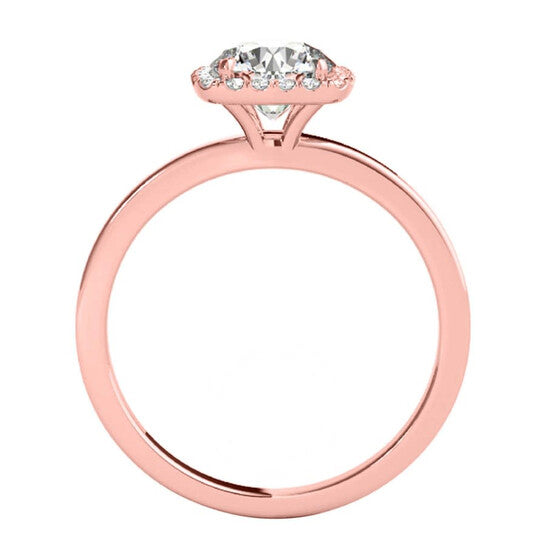 Original Maulijewels 1.15 Carat Moissanite & Halo Natural Diamond Engagement Ring In 14K Rose Gold