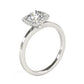 Original Maulijewels 1.15 Carat Moissanite & Halo Natural Diamond Engagement Ring In 14K White Gold