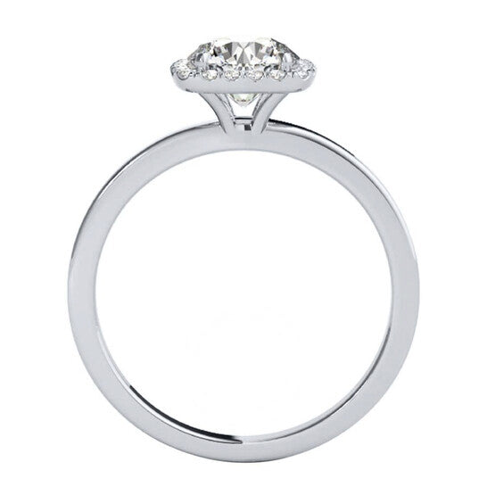 Original Maulijewels 1.15 Carat Moissanite & Halo Natural Diamond Engagement Ring In 14K White Gold