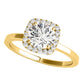 Original Maulijewels 1.15 Carat Moissanite & Halo Natural Diamond Engagement Ring In 14K Yellow Gold