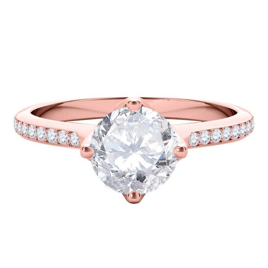 Original Maulijewels 1.15 Carat Natural Round White Diamond ( H-I/ I1-I2 ) Solitaire Engagement Ring In 14K Solid Rose Gold