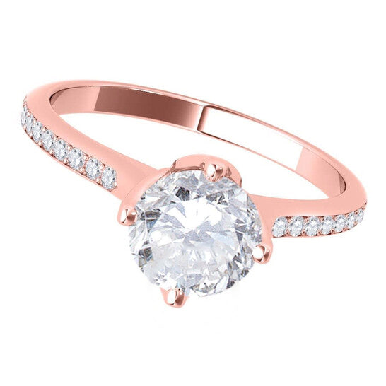 Original Maulijewels 1.15 Carat Natural Round White Diamond ( H-I/ I1-I2 ) Solitaire Engagement Ring In 14K Solid Rose Gold