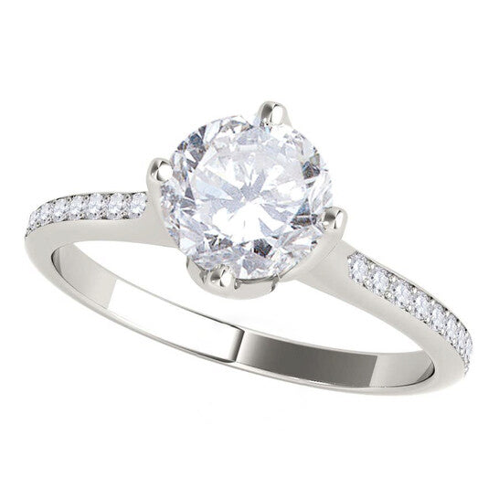 Original Maulijewels 1.15 Carat Natural Round White Diamond ( H-I/ I1-I2 ) Solitaire Engagement Ring In 14K Solid White Gold