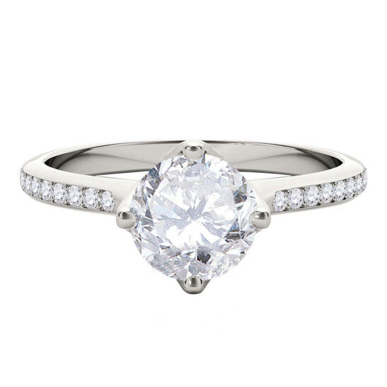 Original Maulijewels 1.15 Carat Natural Round White Diamond ( H-I/ I1-I2 ) Solitaire Engagement Ring In 14K Solid White Gold