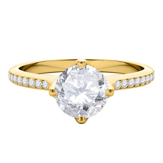 Original Maulijewels 1.15 Carat Natural Round White Diamond ( H-I/ I1-I2 ) Solitaire Engagement Ring In 14K Solid Yellow Gold